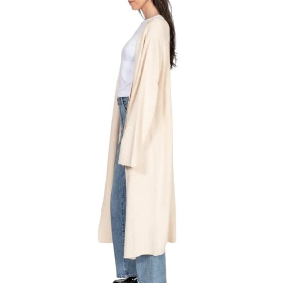 NWOT Brunette the Label 'Matilda' Rib Knit Oversized Maxi Cardigan | Cream - Picture 4 of 6